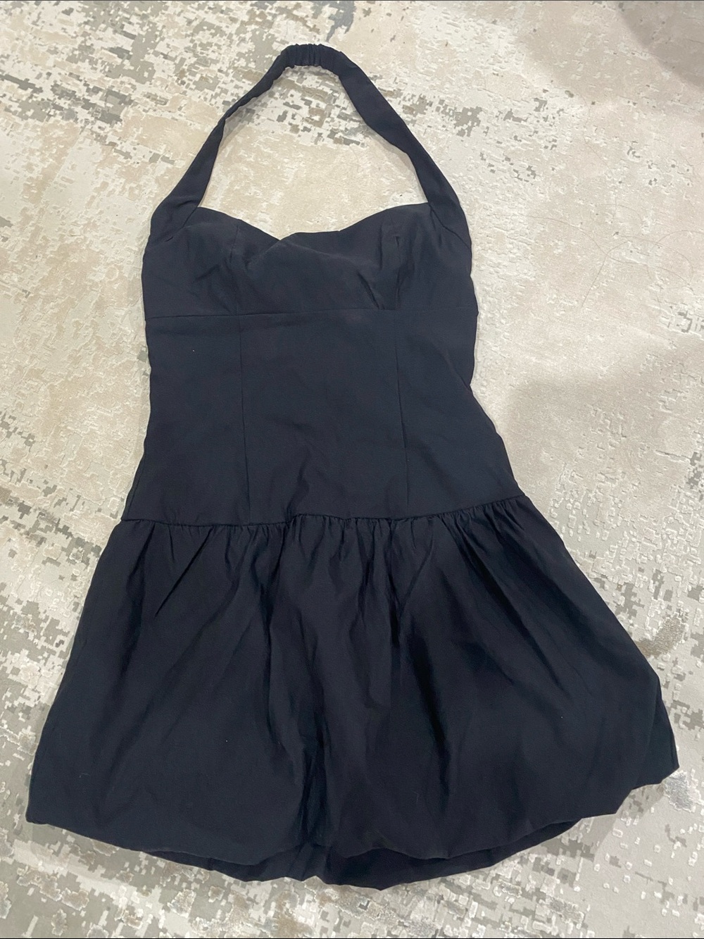 Black Halter Fit-and-Flare bubble Dress